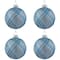 4ct. 2.75" Blue & Silver Plaid Glitter Glass Christmas Ornament Ball Set